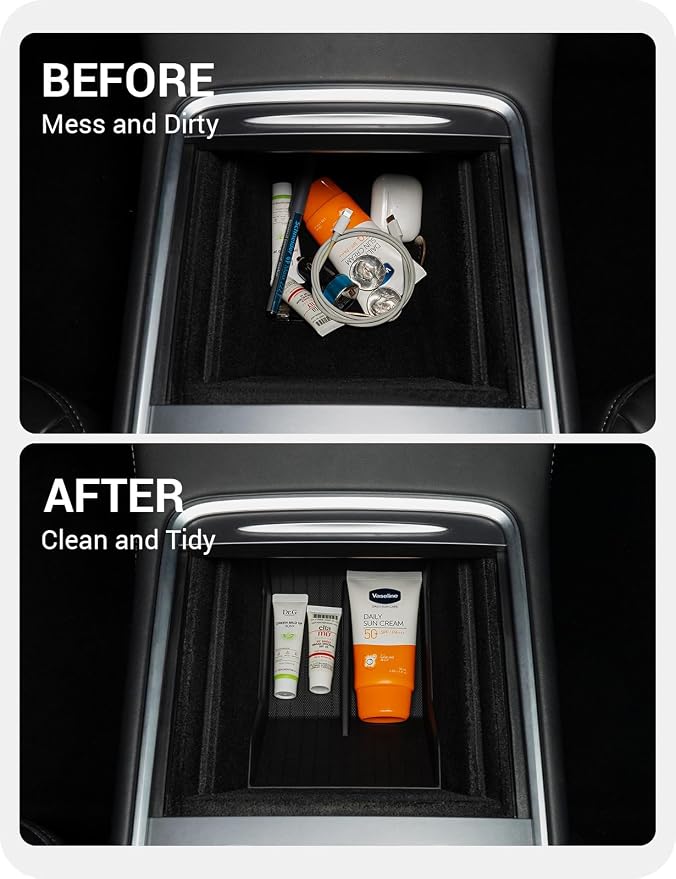 BASENOR 2026 Upgrade Tesla Model Y Model 3 Lower Center Console Organizer Tray - Image 3