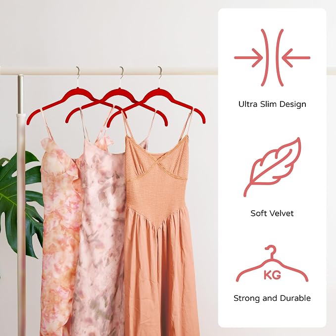 Velvet Hangers 50 Pack – Slim Non-Slip Flocked Hangers - Image 3
