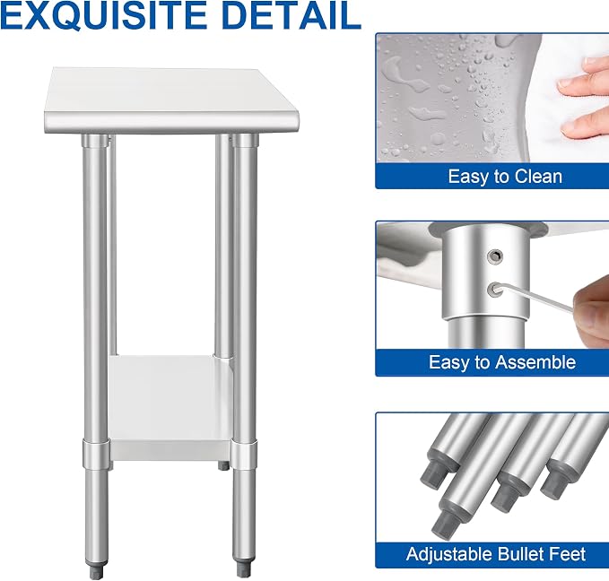 HARDURA Stainless Steel Work Table Commercial 30×15 Inches Kitchen Prep Table - Image 5