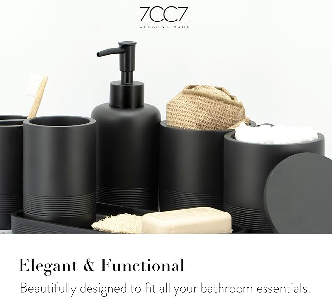 ZCCZ Black Matte Bathroom Accessories Set 6 Pieces - Image 2