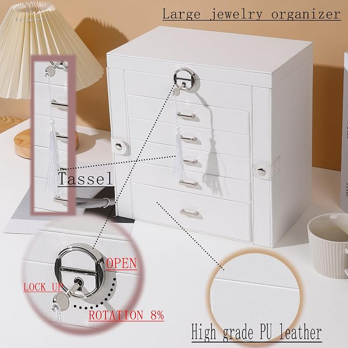 BOOVO Jewelry Box For women, 6 Layer Large Jewelry Organizer - Image 7