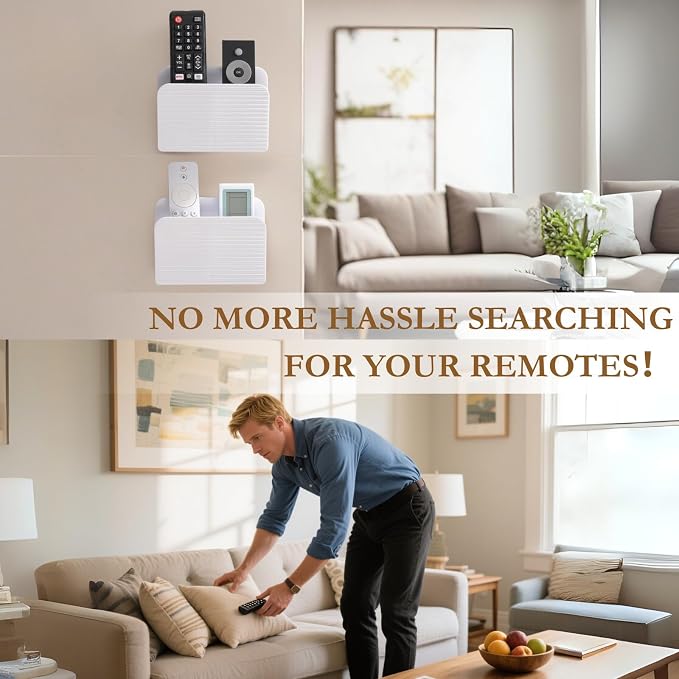 LINFIDITE 2 Pack Adhesive TV Remote Control Holder Wall Mount TV Remote Holder - Image 4