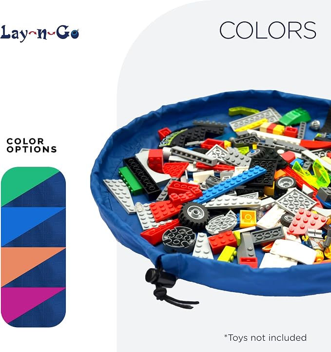 Lay-n-Go 2-in-1 Small Portable Drawstring Toys Storage Organizer and Play Mat - Image 7
