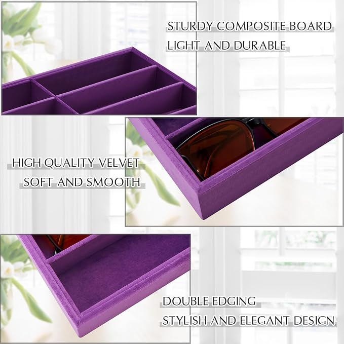 Amylove 2 Pcs Sunglass Organizer Trays Glasses Stackable Jewelry Trays Sunglass - Image 3