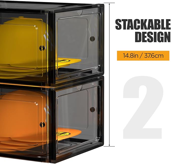 Hat Organizer Box, Stackable Clear Baseball Caps Holder Box Containers - Image 3