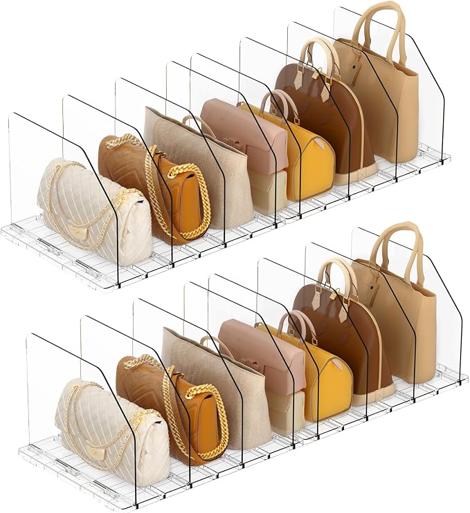 Purse Organizer for Closet, Adjustable Clear Handbag Storage Holder, Acrylic by Unknown