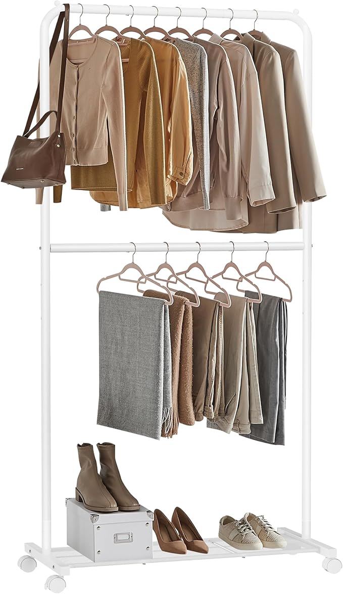 SONGMICS Clothes Rack with Wheels, Double-Rod Clothing Rack - Image 8