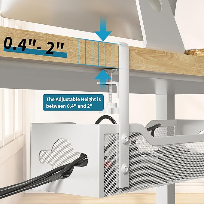Under Desk Cable Management Tray No Drill, 13.38'' Metal Tray - Image 3