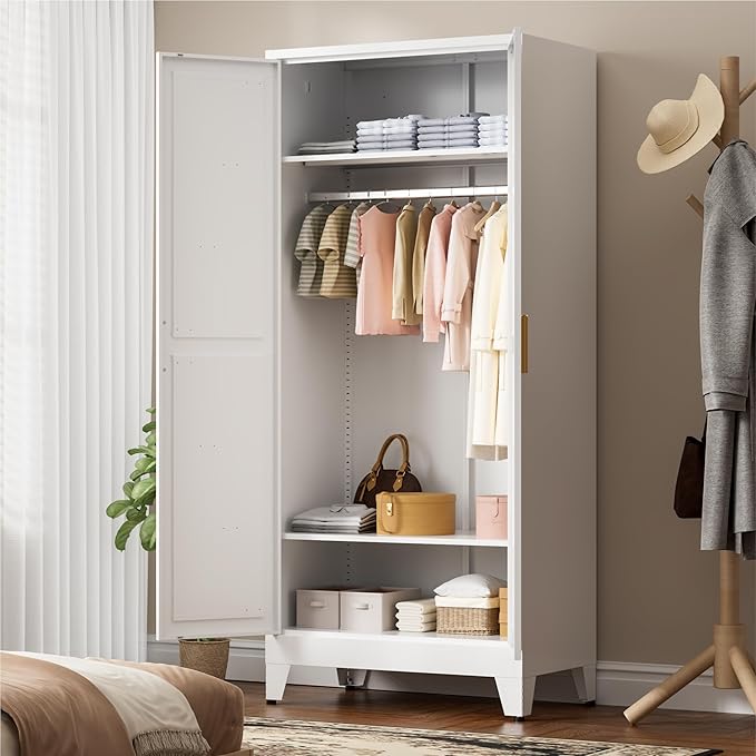 71" Tall Metal Wardrobe Closet - Image 2