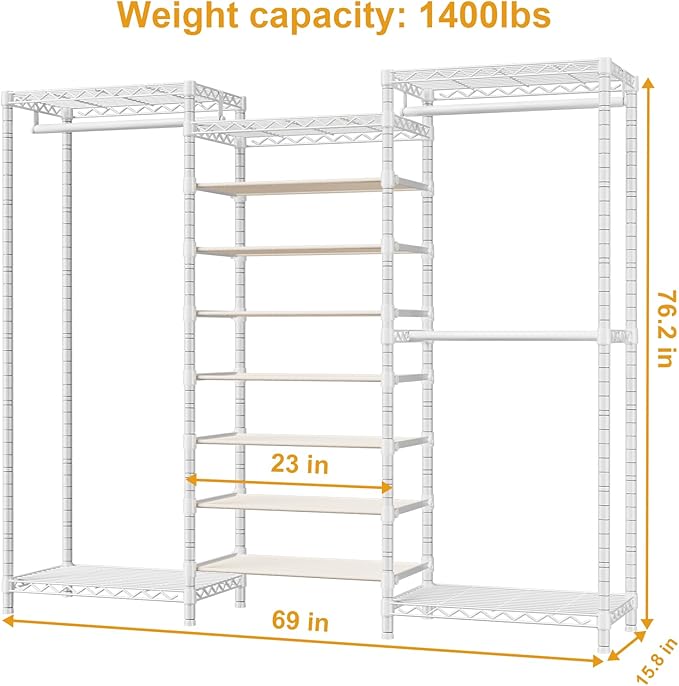 E16 Heavy Duty Clothing Rack（With 7-Tier Adjustable Shoe Rack） Freestanding - Image 2