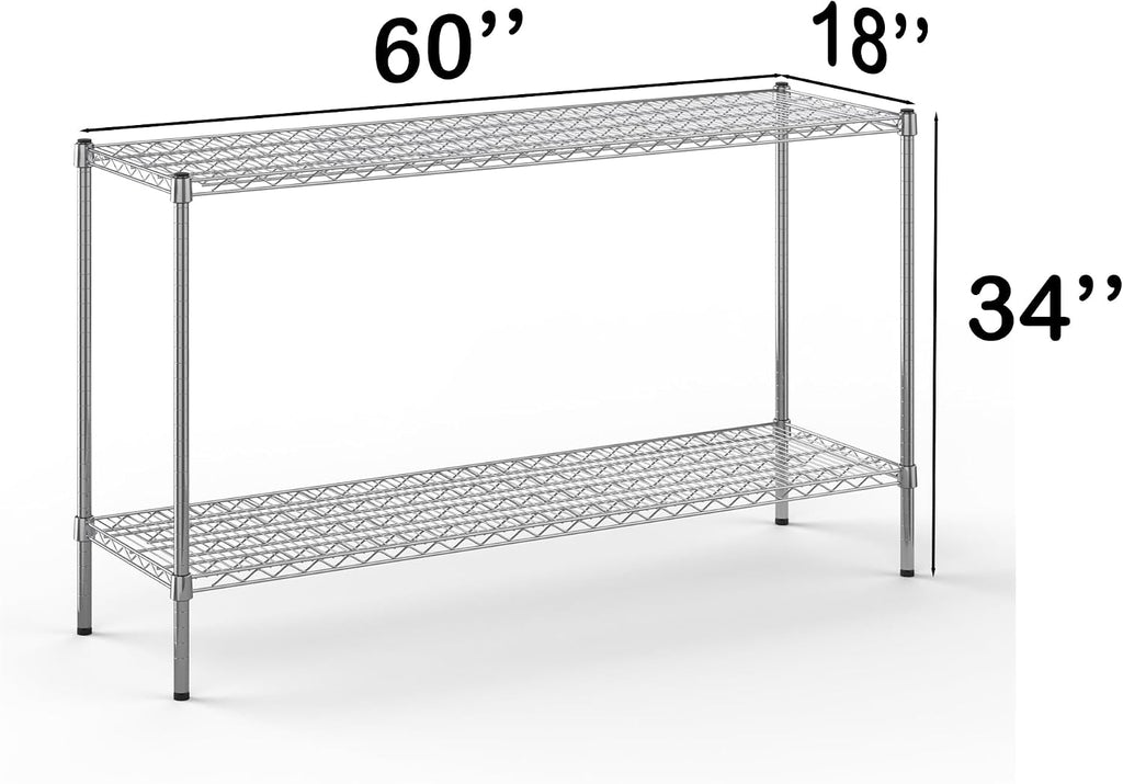 18" Deep x 60" Wide x 34" Height Wire Shelving Kit | 2-Tier | NSF