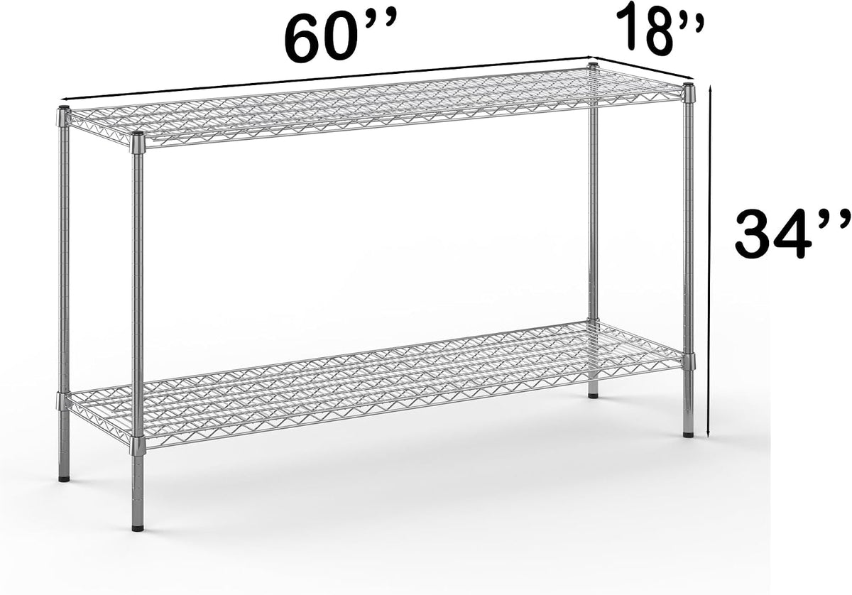 18" Deep x 60" Wide x 34" Height Wire Shelving Kit | 2-Tier | NSF