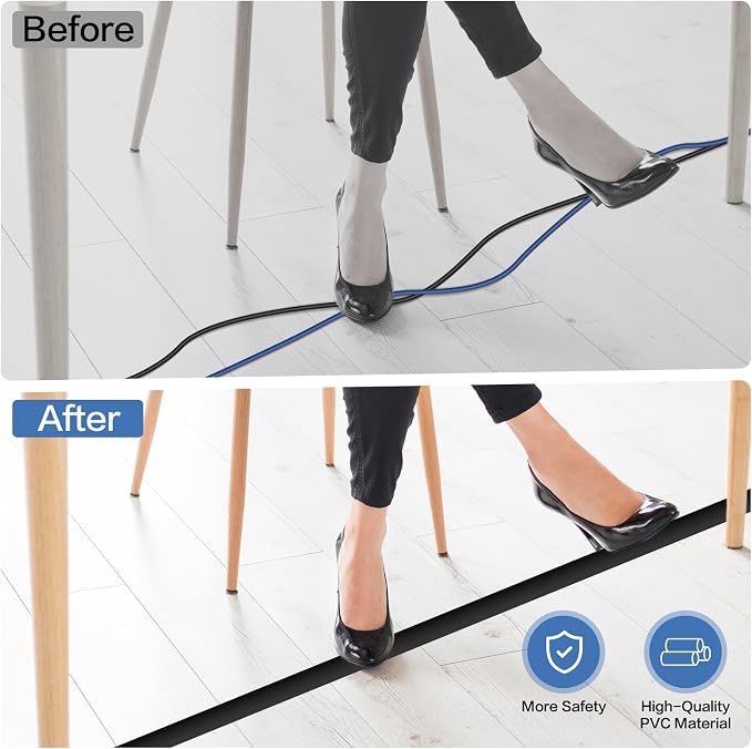 Floor Cord Cover Self Adhesive Cord Hider Floor Extension Cord Covers - Image 6