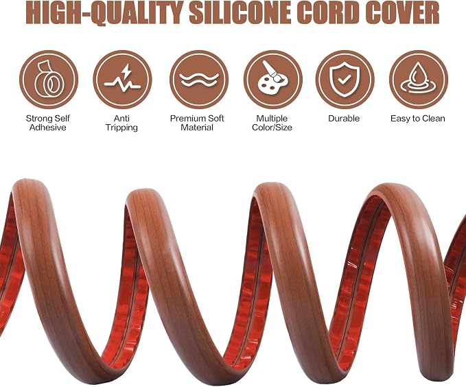 Floor Cord Cover Self Adhesive Cord Hider, 10FT Cable Management, Extension - Image 3