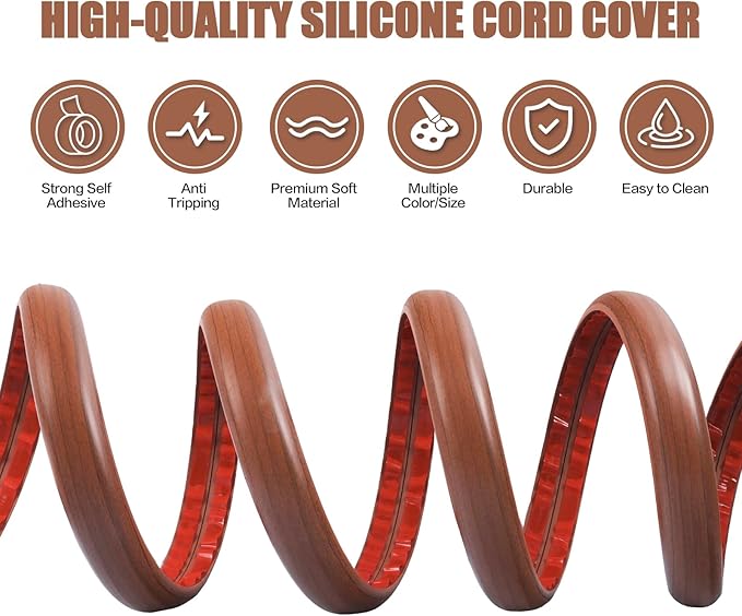 Floor Cord Cover Self Adhesive Cord Hider, 20FT Cable Management, Extension - Image 3
