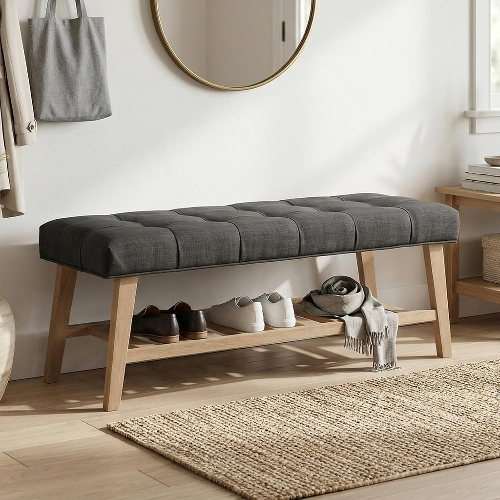 Entryway Shoe Bench Storage Benches with Upholstered Button Tufted