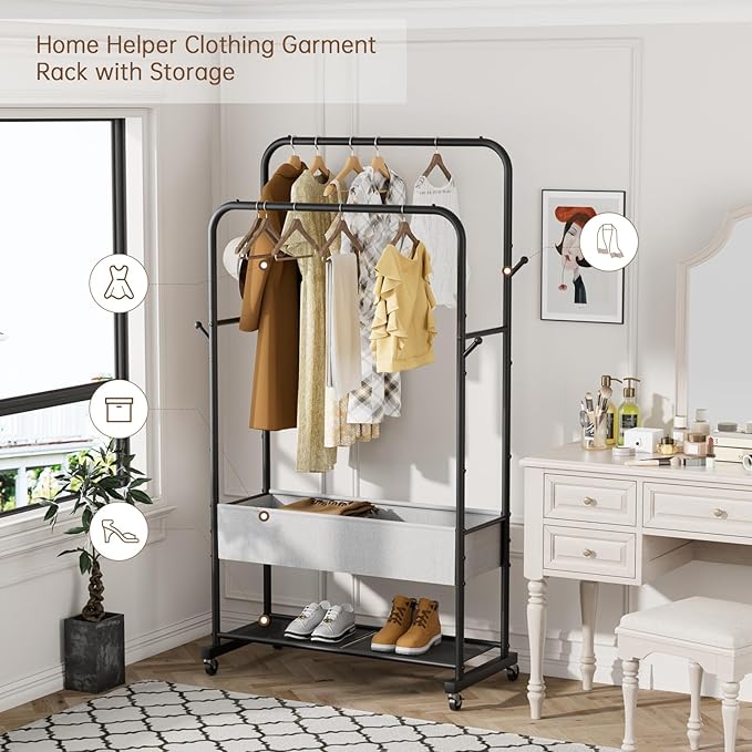 Clothes Garment Coat Rack Drying Clothing Racks Metal Freestanding - Image 6