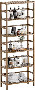 HITNET Bookcase, Bamboo Bookshelf, 6-Tier Adjustable Tall Open Book Shelf by HITNET