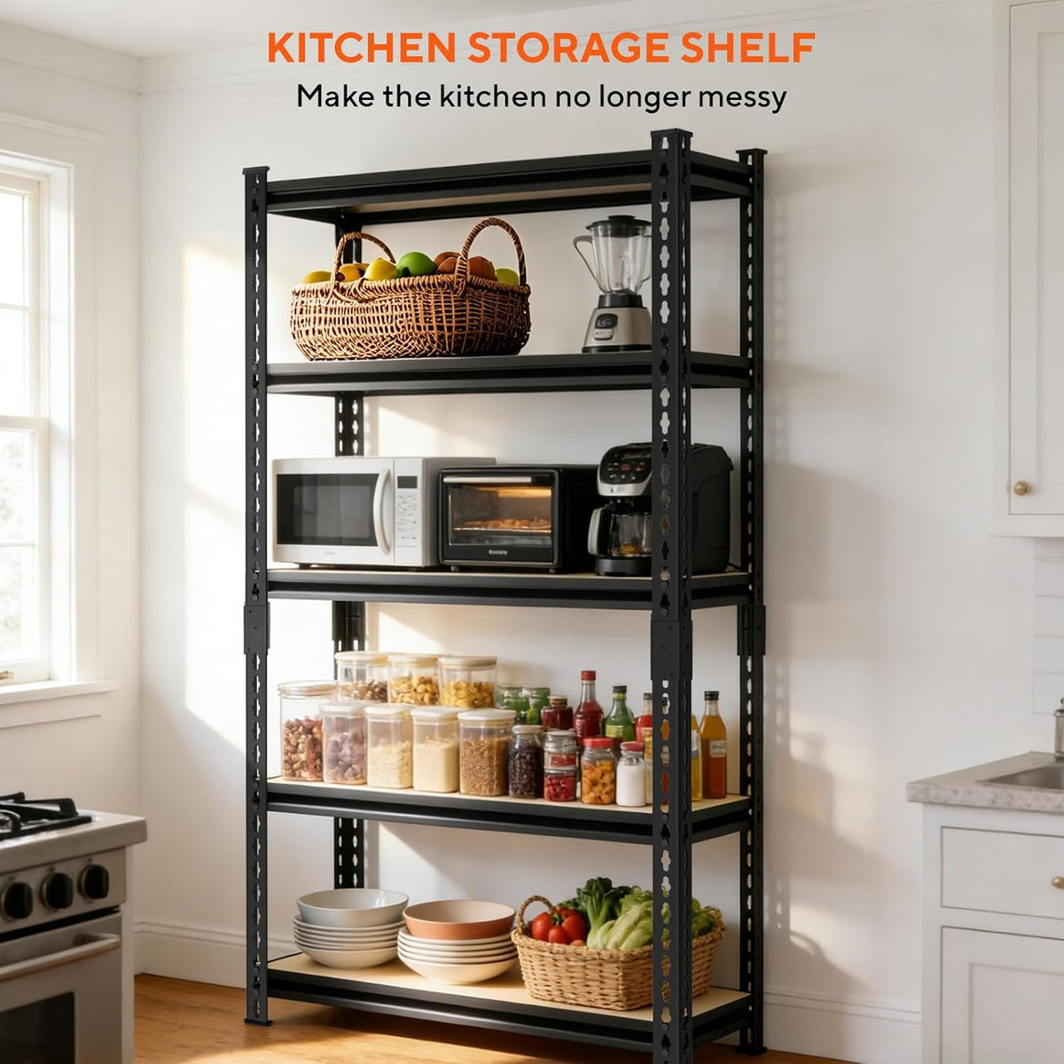 Garage Shelving 5 Tier Adjustable Metal Storage Shelves, Heavy Duty