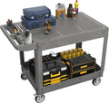 Large Garage Flat Top Utility Cart, Heavy Duty 2 Shelf Tool Cart Service Cart by Maemttes