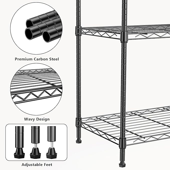 1250 lbs 5 Tier Shelf Metal Storage Shelves Wire Rack Closet Organizers - Image 5
