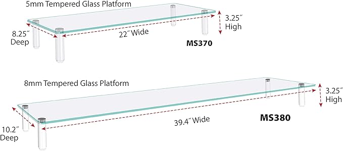 Kantek Extra-Wide Glass Monitor Riser - Image 2