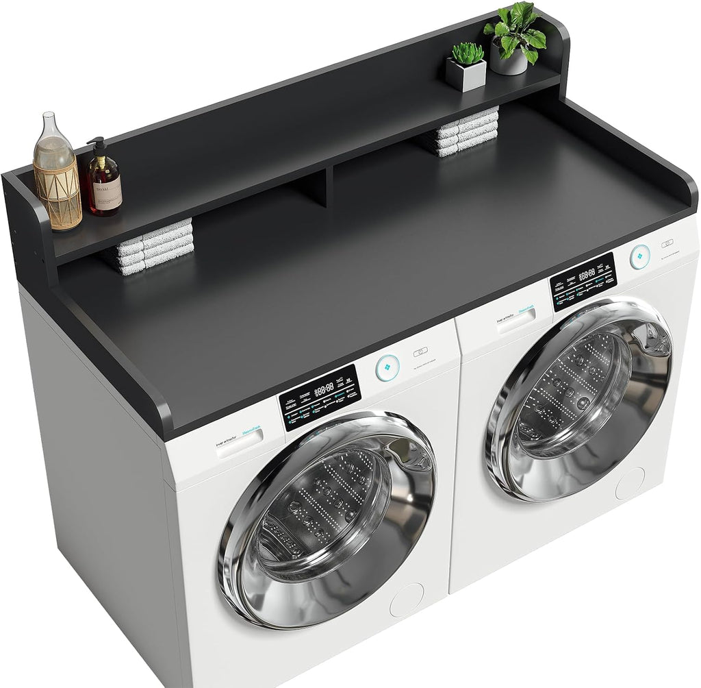 2-Tier Washer Dryer Countertop with 2.75" H Edge Rails, 58" W x 28" D