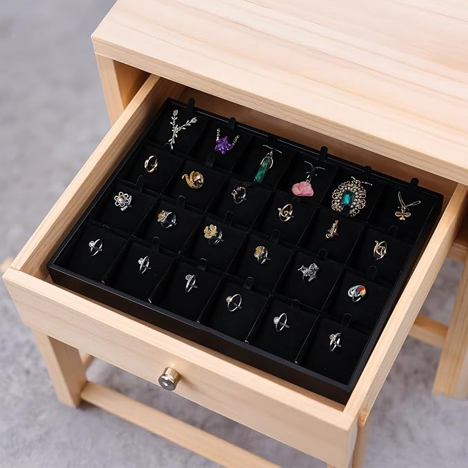 Velvet Jewelry Tray for Drawers Black Jewelrys Display Tray Stackable Jewelry - Image 5