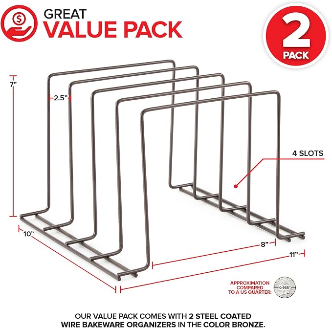 Stock Your Home Bronze Steel Baking Pan Organizer Rack - Image 2