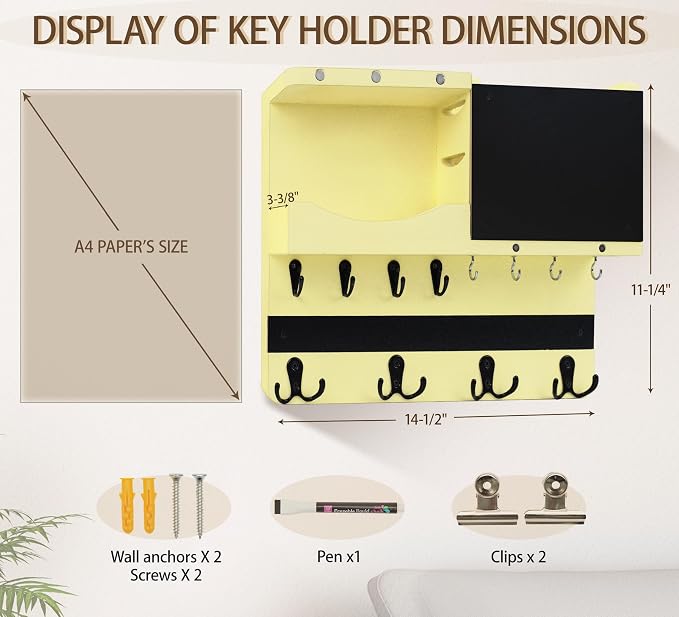 Key Holder for Wall Mount, Farmhouse Mail and Key Holder for Wall Hanger - Image 2