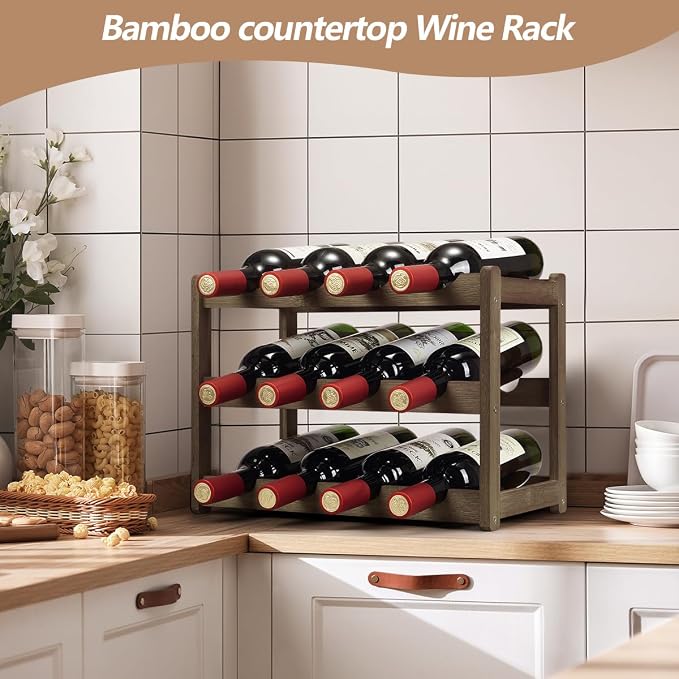 Bamboo Wine Rack, Sturdy and Durable Wine Storage Cabinet Shelf, Wine Racks - Image 4