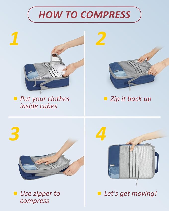 BAGSMART 6 Set /4 Set/2 Set Compression Packing Cubes - Image 6