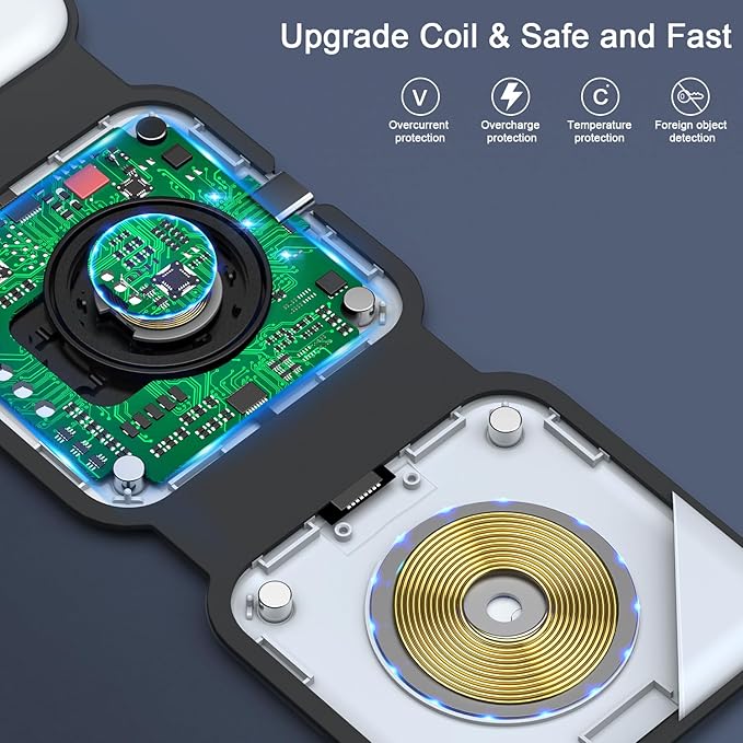 Wireless Charger 3 in 1, RTOPS Magnetic Travel Wireless Charging Station - Image 5