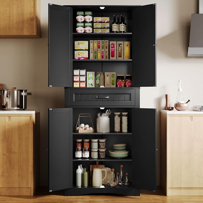 Gizoon 71'' Kitchen Pantry Storage Cabinet, Freestanding Pantry Organizers and by Gizoon