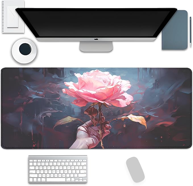Artistic Flowers Mouse Pad, XL Floral Mousepad Desk Pad by Unknown