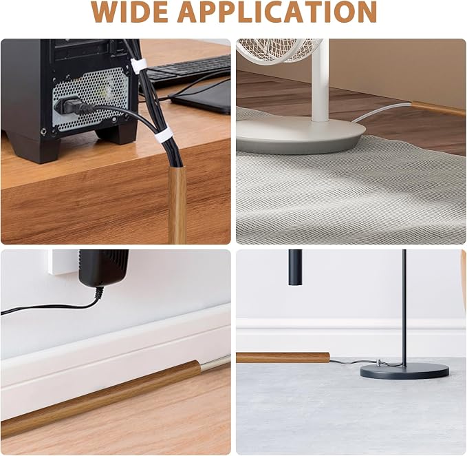 Floor Cord Cover Self Adhesive Cord Hider, 10FT Cable Management, Extension - Image 9