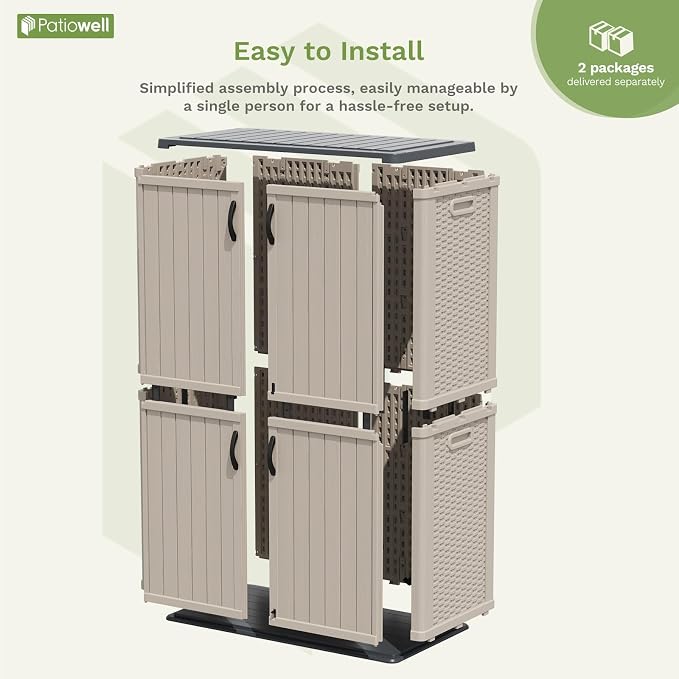 Patiowell 50 cu.ft Plastic Outdoor Storage Shed, Lockable Waterproof Resin - Image 4