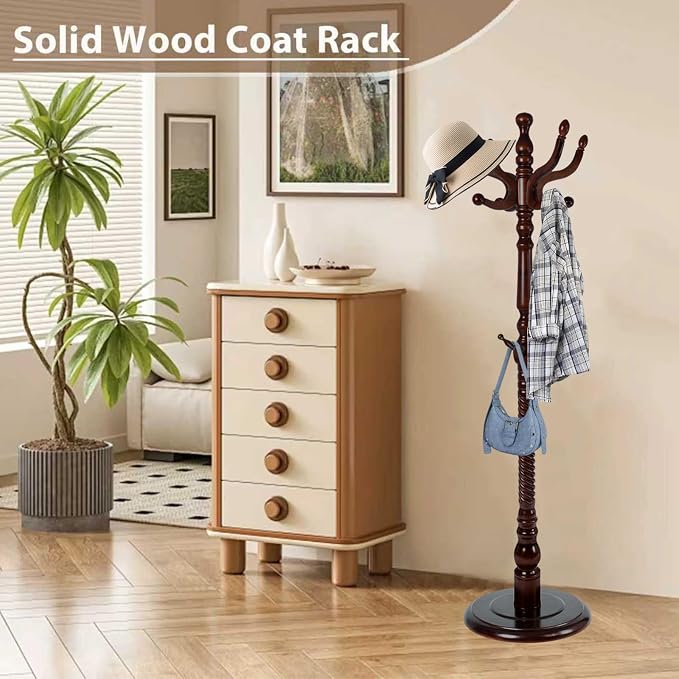 Solid Wooden Coat Rack Stand, Coat Racks Freestanding - Image 3