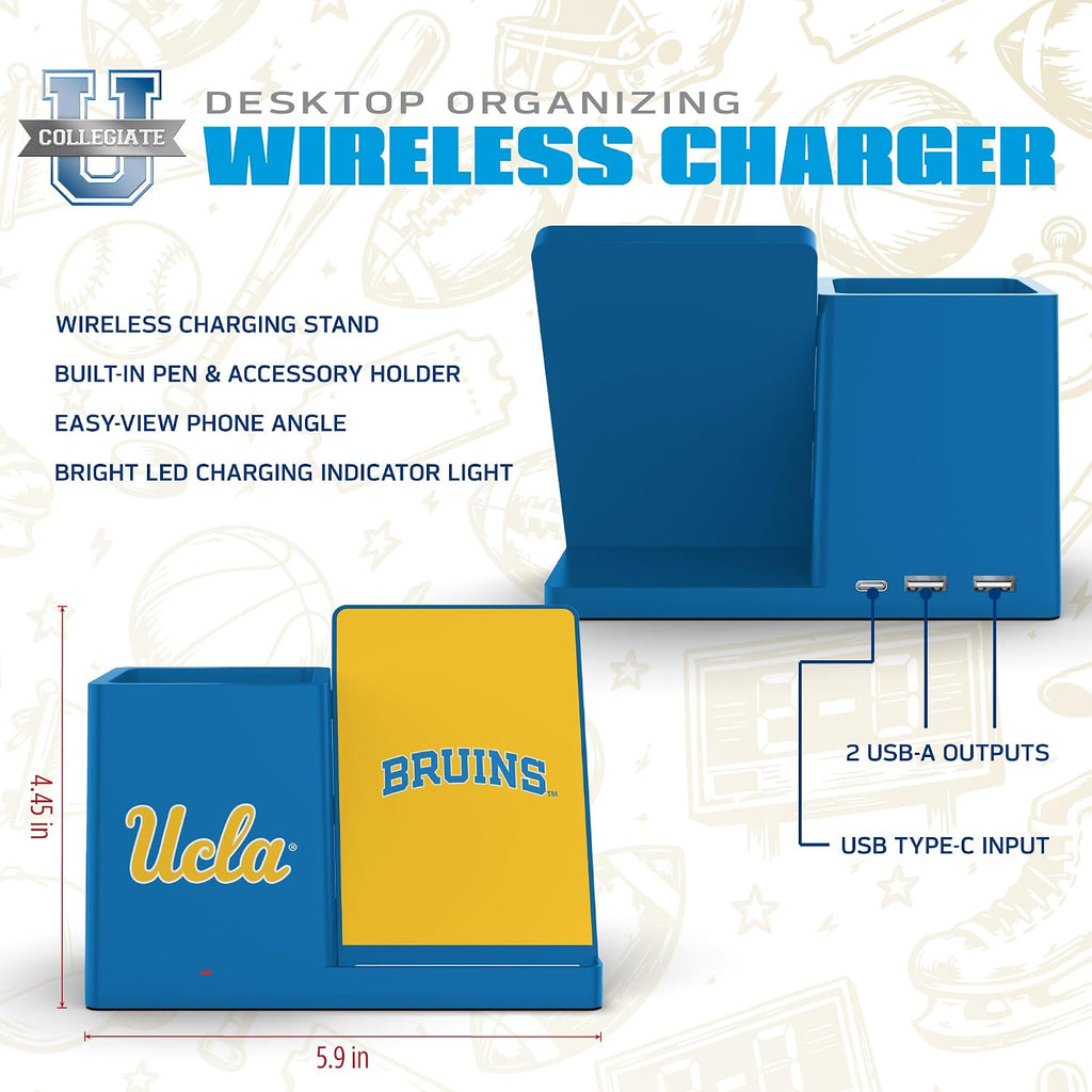 SOAR NCAA Unisex Wireless Charging Stand with Desktop Organizer
