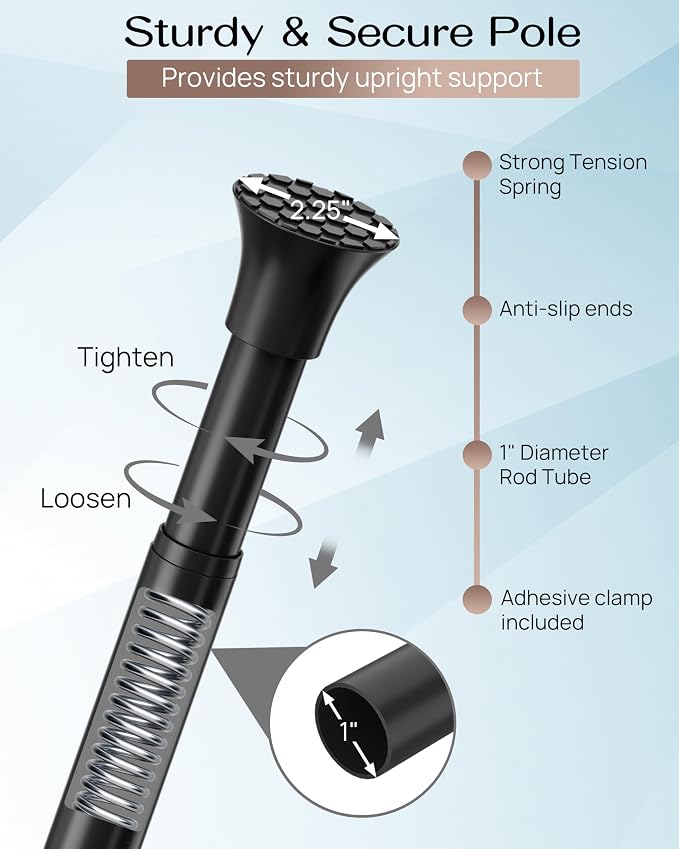 ALLZONE Corner Shower Caddy Tension Pole – Rust-Free Stainless Steel Shower - Image 7