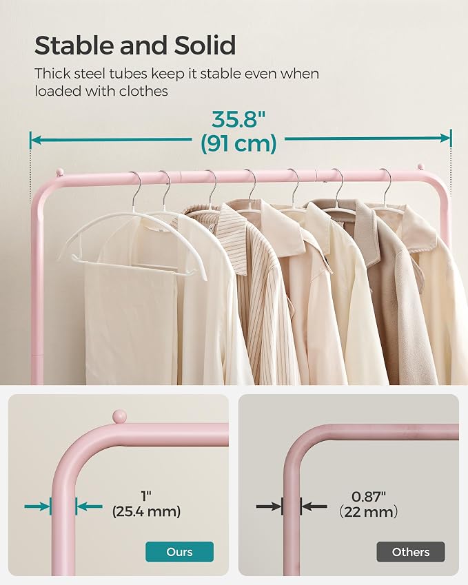 SONGMICS Clothes Rack with Wheels, Clothing Rack - Image 5