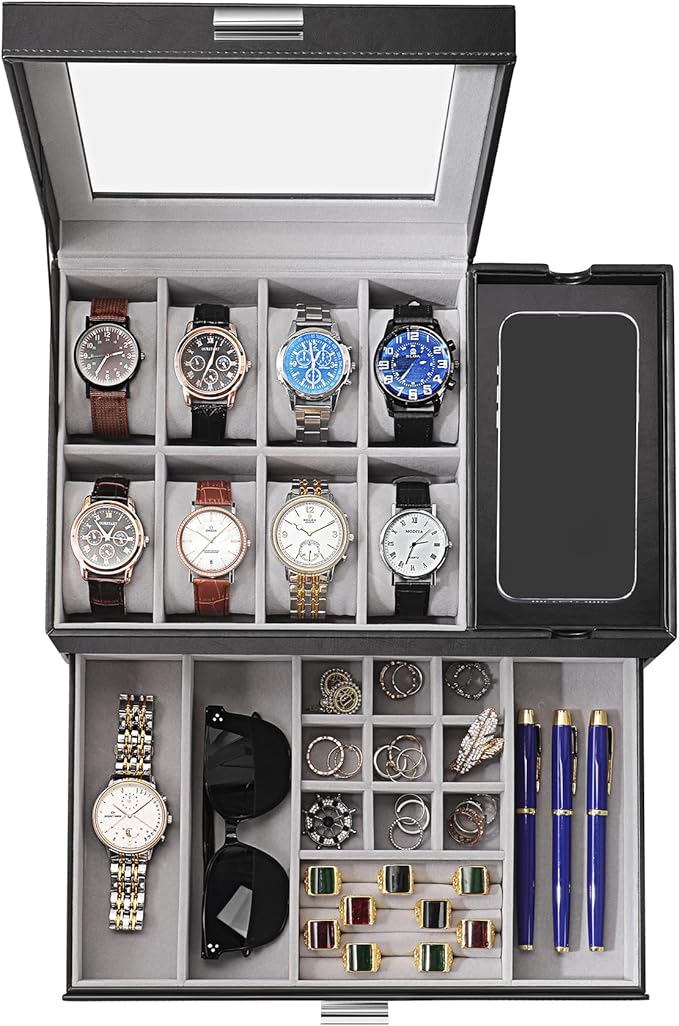 Dajasan Watch Box, Watch Case for Men, 8 Slot Watch Display Case by DAJASAN
