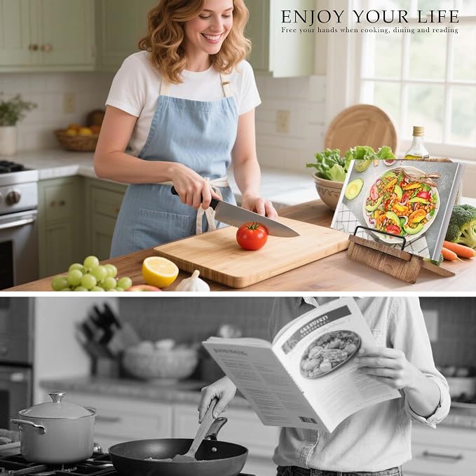 Wood Cookbook Stand Cookbook Holder: Kitchen Adjustable Cookbook Holder Recipe - Image 3