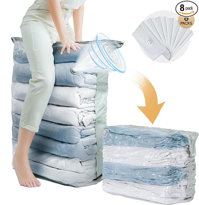 TAILI 8 Pack Vacuum Storage Bags, Jumbo Cube, Extra Large Vacuum Seal Bags by TAILI