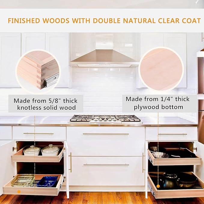 29”W x 21”D x 3”H Soft Close Slide Out Wood Drawer Organizer - Image 7