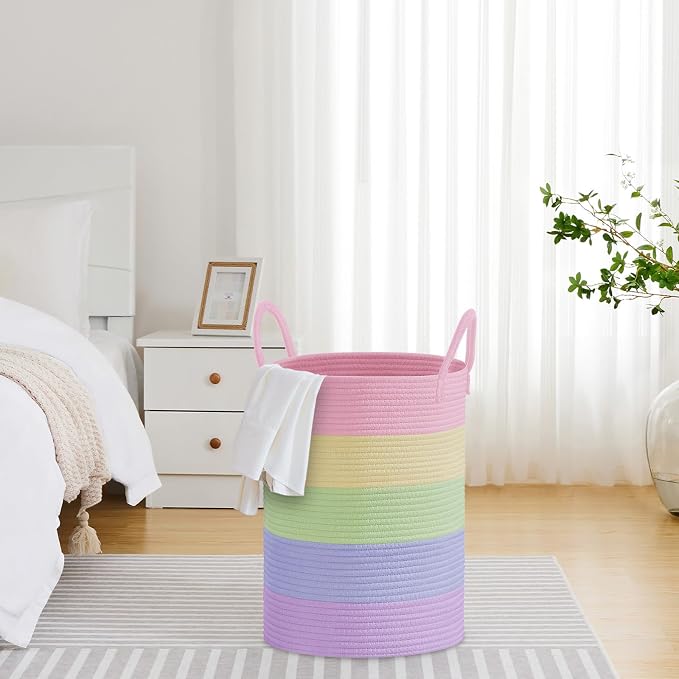 VIPOSCO Large Laundry Hamper, Tall Woven Rope Storage Basket - Image 4