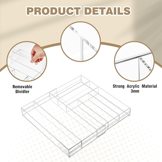 1 Pcs Acrylic Drawer Organizer 9'' up to 18'' x 15'' x 2'' Expandable Drawer - Image 3