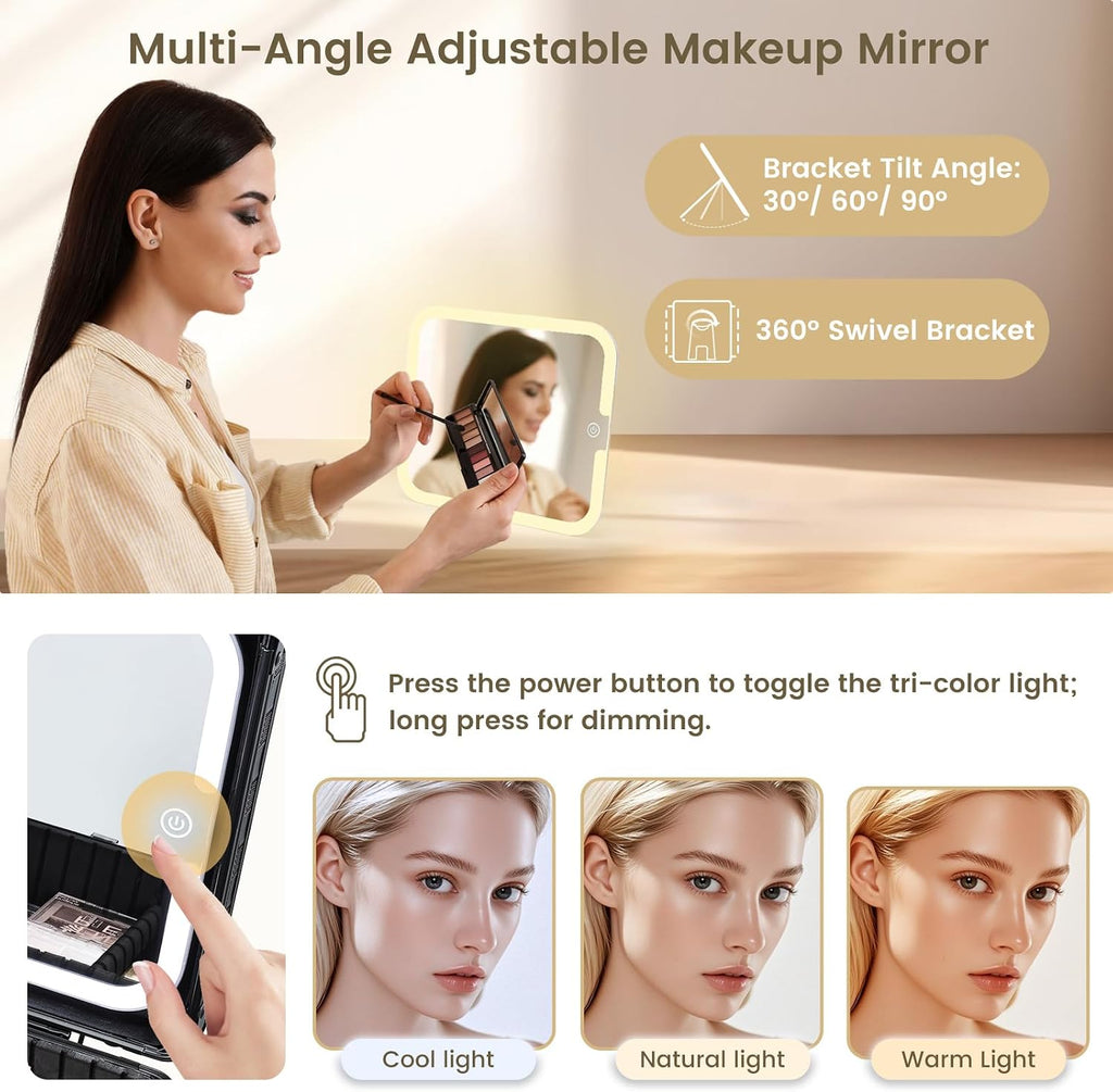 Makeup Bag with LED Mirror – Hard Makeup Case with Lighted Mirror