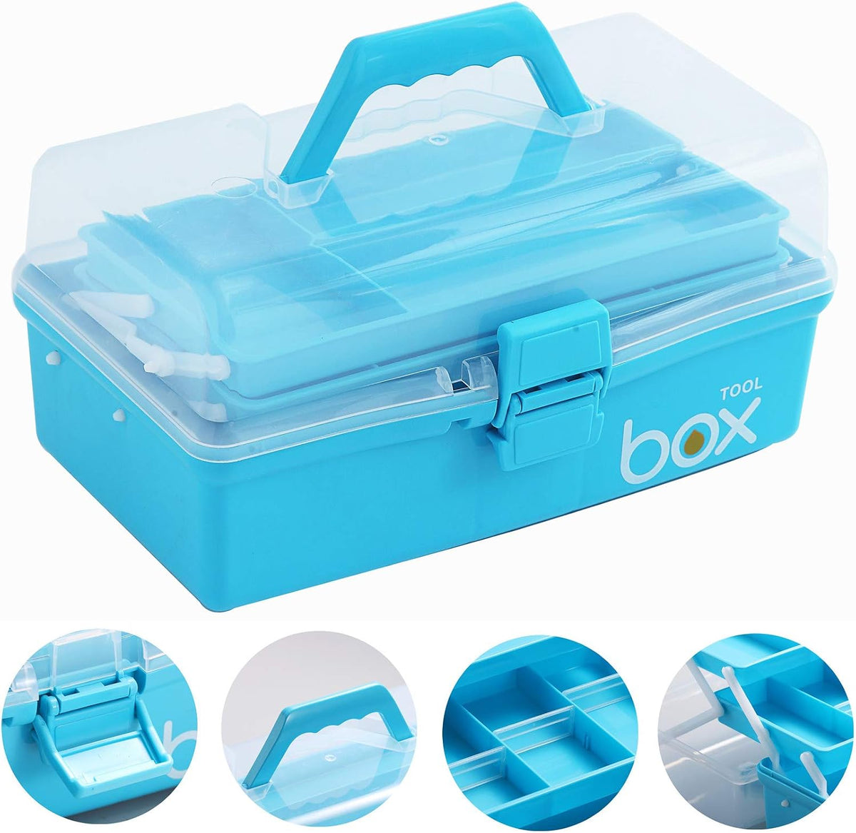 Kinsorcai 2PCS 12'' Three-Layer Clear Art Box Organizer, Multipurpose