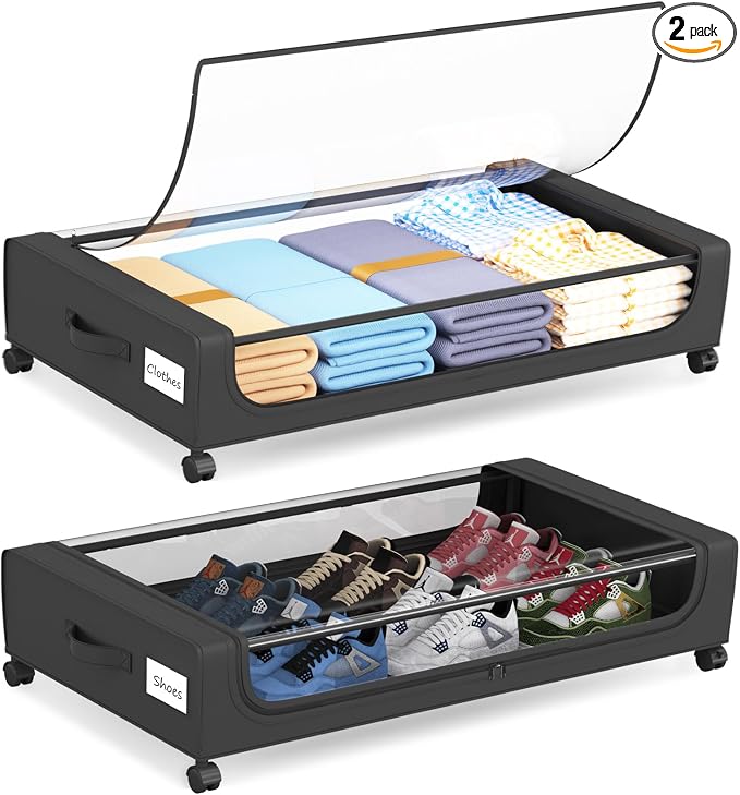 Large Under Bed Storage with Wheels, Under Bed Storage Containers, Under Bed by ROUTTOON
